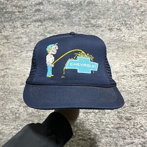 Vintage 80s 90s Chevy Ford Trucker Hat Snapback Funny Humor Blue Adjustable Cap
